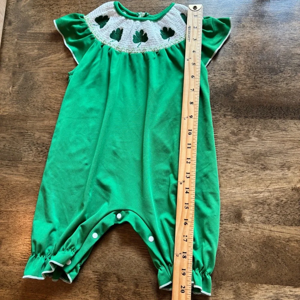 St Patrick’s Day Smocked Romper size ?18-24?